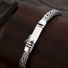 Plata de Ley S925 Versión Fina Tejido a Mano Liso Minimalista Pulsera para Hombre Moda Personalizada Más Vendido Artículo al por Mayor