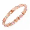 Pulsera Magnética Popular Transfronteriza Europea y Americana Moda Lujo Ligero Trébol de la Suerte Aleación Incrustada con Diamantes Pulsera Magnética de Fila Única para Pareja para Mujeres