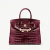 Bolso de platino de nuevo estilo europeo y americano con patrón de cocodrilo, piel genuina, bolso de moda de alta gama para mujer, de hombro y cruzado, bolso de mano de gran capacidad