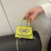 Laço Moda Estilo Coreano Bolsa Quadrada Pequena Bolsa de Mão Feminina 2025 Verão Novo Versátil Commuter Bolsa de Corrente Mulheres