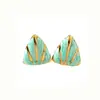 Pendientes Creativos de Acero de Titanio Fundido con Goteo de Aceite de Colores Pendientes Geométricos Triangulares Cuadrados Simples Personalizados para Mujer