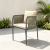 Silla de ratán para patio exterior, mesa y sillas de ocio, balcón al aire libre de jardín para el hogar, silla creativa con respaldo de cuerda para casa de huéspedes, mesa de café pequeña
