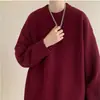 Suéter versátil de color liso estilo americano con cuello redondo para hombre, nueva colección de otoño e invierno, prenda de punto holgada elegante y casual