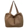 Bolsa de Lona de Gran Capacidad con Cordón para Mujer, Verano Casual, Ligera, Versátil, Bolsa de Tela, Estudiante, Viaje Diario, Bolso de Hombro Simple