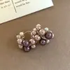 Pendientes de Perla Redondos Geométricos con Tachuelas de Diamante Color Plata, Lujo Ligero, Gama Alta, Exquisitos, Elegantes, Versátiles para Mujer