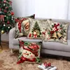 Funda de Almohada Estampada Digitalmente con Temática Navideña Papá Noel Muñeco de Nieve Regalo Navideño Cojín Decorativo Funda de Cojín Transfronterizo