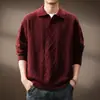 Suéter de punto de alta gama estilo "old money", maduro y cómodo con cuello de gaviota para hombre, top casual americano de otoño e invierno