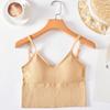 Camisola de 15 colores caqui sin costuras que envuelve el pecho, top tube de belleza espalda en U grande, cinturón ajustable, ropa interior deportiva sin aros