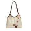 Bolsa Retrô de Primavera e Verão de Grande Capacidade para Mulheres 2025 Nova Moda Bolsa de Ombro para Trabalho Bolsa Tote com Padrão Tricotado Bolsa Balde