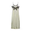 Para Comercio Exterior Europeo y Americano Transfronterizo Ropa de Mujer Aliexpress Más Vendido Verano Sexy Ribete de Encaje Abertura Sin Tirantes Vestido Largo