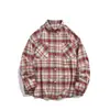 Camisa a cuadros retro americana de manga larga, corte holgado, moderna, para hombre y mujer, moda de otoño con cuello de solapa