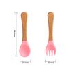 Cuchara tenedor de silicona de grado alimenticio para alimentación de bebés, vajilla para alimentos complementarios, cuchara suave, tenedor para comer, cuchara de silicona para bebés