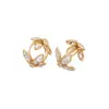 Pendientes de Flor Dorada Sencillos y Elegantes con Incrustaciones de Circonita, Elegantes y Versátiles, Pendientes de Lujo Ligero de Gama Alta al por Mayor