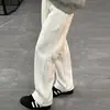 Pantalones Deportivos Blancos y Grises Estilo Americano para Mujer, Modelo Nuevo Primavera y Otoño 2025, Petite Cintura Alta Adelgazantes Casuales Rectos de Pierna Ancha