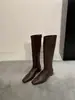 Botas Altas de Tacón Bajo con Punta Cuadrada Estilo Retro para Mujer 2026 Otoño/Invierno Botas Adelgazantes Caña Alta Botas de Montar Botas Largas por Encima de la Rodilla