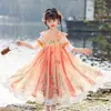 Vestido Falda Hanfu para Niñas Estilo Primavera Estilo Antiguo Bordado Estilo Chino Disfraz de Performance Súper Hada Nuevo Traje Tang para Niños