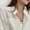 Corrente de clavícula de pérola barroca natural feita à mão em ouro 14k com detalhes em ouro milheto colar curto retrô para fashionista feminina