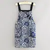 Nuevos Monos de Lona Estilo Chino Delantal Retro Cocina Hogar Manga Larga Unisex Ropa de Trabajo para Catering Transpirable Resistente al Desgaste