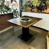 Mesa de fogão de indução com panela para montanha e incêndio selvagem, mesa de churrasco de placa de rocha comercial, combinação de mesa e cadeira de jantar para celebridades da internet, cabine de restaurante