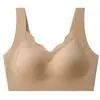 Ropa interior cálida sin costuras antigravedad para músculos para mujer, sin aros, copa fija, cuello en V, de tirar, cómoda, transpirable, hermoso diseño de espalda, sujetador