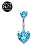 E-Commerce Transfronterizo Nuevo Modelo G23 Anillo para Ombligo de Circonita con Forma de Corazón Redondo F136 Anillo para Ombligo de Titanio Stud para Ombligo