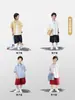 Camisa fina xadrez listrada estilo coreano para meninos 2026 verão nova panda redondo infantil média e grande cardigã moderna