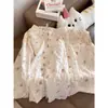 Pijama Estilo Dulce para Mujer Conjunto de Manga Larga Primavera y Otoño Comercio Exterior Transfronterizo con Almohadillas en el Pecho Ropa de Casa Linda Transfronterizo al por Mayor