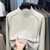 Sudadera térmica de forro polar para hombre, con pespunte resistente, cierre de broche de cuatro botones, novedad otoño 2026, tejido gofrado, cuello alto, camisa básica informal para hombre