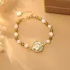 Retro Francés Pintura al Óleo Rosa Pulsera de Perlas Naturales Jardín de Monet Verano Nuevo Producto Cuentas Ajustables Mayoreo