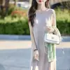Vestido de punto de verano para mujer, ajustado, versátil, elegante, estilo suave, vestido largo básico, ropa de mujer a la moda
