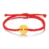 Pulsera de Oro Puro 999 con Cuentas de la Suerte, Hilo Rojo para el Año de Nacimiento, Mes Completo del Bebé, Adulto, Ceremonia de Apertura, Joyería de Oro, Regalo Casual