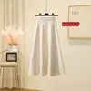 Falda Larga de Punto Midi de Cintura Alta Otoño Invierno para Mujer Blanca de Línea A Plisada con Caída Adelgazante Versátil Elegante
