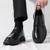 Zapatos de Piel para Hombre Textura de Agarre Manual Moda Británica Con Cordones Suela Blanda Antideslizante Casual de Negocios Formal Oficina Zapatos de Piel para Hombre