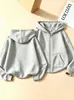 Sudadera con capucha de moda para niños y niñas de primavera y otoño, chaqueta casual de color liso con cremallera, sudadera moderna para niños mayores