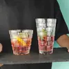 Nuevo estilo ins de nicho Taza apilada vaso de vidrio tallado pagoda vaso de agua con aspecto elegante alivio femenino taza para bebidas frías taza de jugo