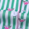 Pijama ligero de verano para niñas con estampado de copas de vino, cuello de solapa, cárdigan de manga corta, pantalones largos, conjunto de dos piezas de ropa para el hogar para niños