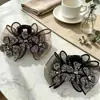 Pinza para el cabello de malla con flor de pedrería y lazo, doble cara, 7 cm, para mujer, accesorio para el cabello de nuevo estilo para sujetar mechones sueltos, pinza para el cabello de princesa