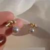 Pendientes Metálicos Mate Trenzados, Pendientes de Perla Gris Frescos y Brillantes, Pendientes Dulces de Perla de Imitación Modernos y Elegantes