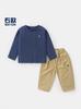 Conjunto de Duas Peças Roupas Infantis Meninos Europeus Outono Camiseta de Manga Longa e Calça Casual Roupa Infantil Bebê Conjunto de Duas Peças Camiseta Básica Calça Longa