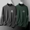 Camiseta térmica de invierno de cuello redondo para hombre, camiseta de manga larga con cuello semi-alto, top cálido para otoño