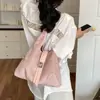 Bolsa de Gran Capacidad para Mujer 2026 Nuevo Verano Retro Melange Gamuza Felpa Bolso Tote para el Trabajo Bolso de Hombro Único