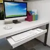 Bandeja de teclado para debajo del escritorio bandeja de madera colgante de dos secciones engrosada con riel de cajón deslizante soporte para ratón