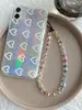 KKBEAD Estilo Japonês-Coreano Alta Qualidade Açúcar Importado Cor Cristal Corrente para Celular Contas de Vidro Arco-Íris Lanyard Ins