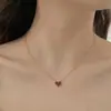 Collar de Corazón de Amor de Plata de Ley 925 Chapado en Oro de 14K Estilo Japonés y Coreano Collar de Cadena Simple para el Cuello Regalo de Cumpleaños para Novia