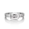 Anel de Fivela de Cinto Totalmente Diamantado Seiko Tendência no TikTok para Mulheres, Luxo Leve, Anel Aberto Sofisticado de Nicho Atacado