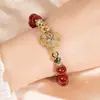 Conjunto de Três Cores de Zircônia Europeu e Americano Mais Vendido na Fronteira Pulseira com Corrente de Pérolas e Pingente de Elefante Cravejado com Diamantes de Designer para Mulheres