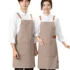 Delantal impermeable de lona con logo personalizado, adecuado para tiendas de té de leche y cafeterías, se puede imprimir con texto, delantal simple sin mangas unisex