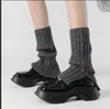 Calcetines Grises Holgados para Mujer, de Punto para Otoño e Invierno con Botones y Raya Vertical, Calentadores de Pierna Cálidos con Abertura, Calcetines Negros Adelgazantes para Pantorrilla