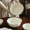 Estilo Nórdico Crema Encaje Cerámica Plato Tazón Frutero Plato Salah Plato Pescado Tazón Arroz Hogar Tazón Verduras Tazón Sopa Vajilla