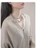 Cadena de Suéter de Perlas en Capas Fragmentadas Europea y Americana Transfronteriza Collar Asimétrico de Tres Capas para Mujer Collar de Perlas Francés de Múltiples Capas